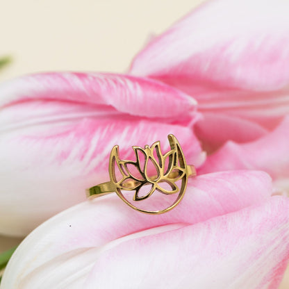 Anello fiore di loto e luna